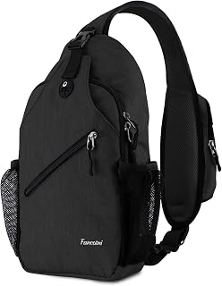 Sling Bags for Women Men, Crossbody Sling Backpack, Chest Bag Lightweight Shoulder Bag, Multipurpose Sling Bag for Travel, Hiking, Shopping, Walking, Biking, Cycling, Earphone Hole, Black