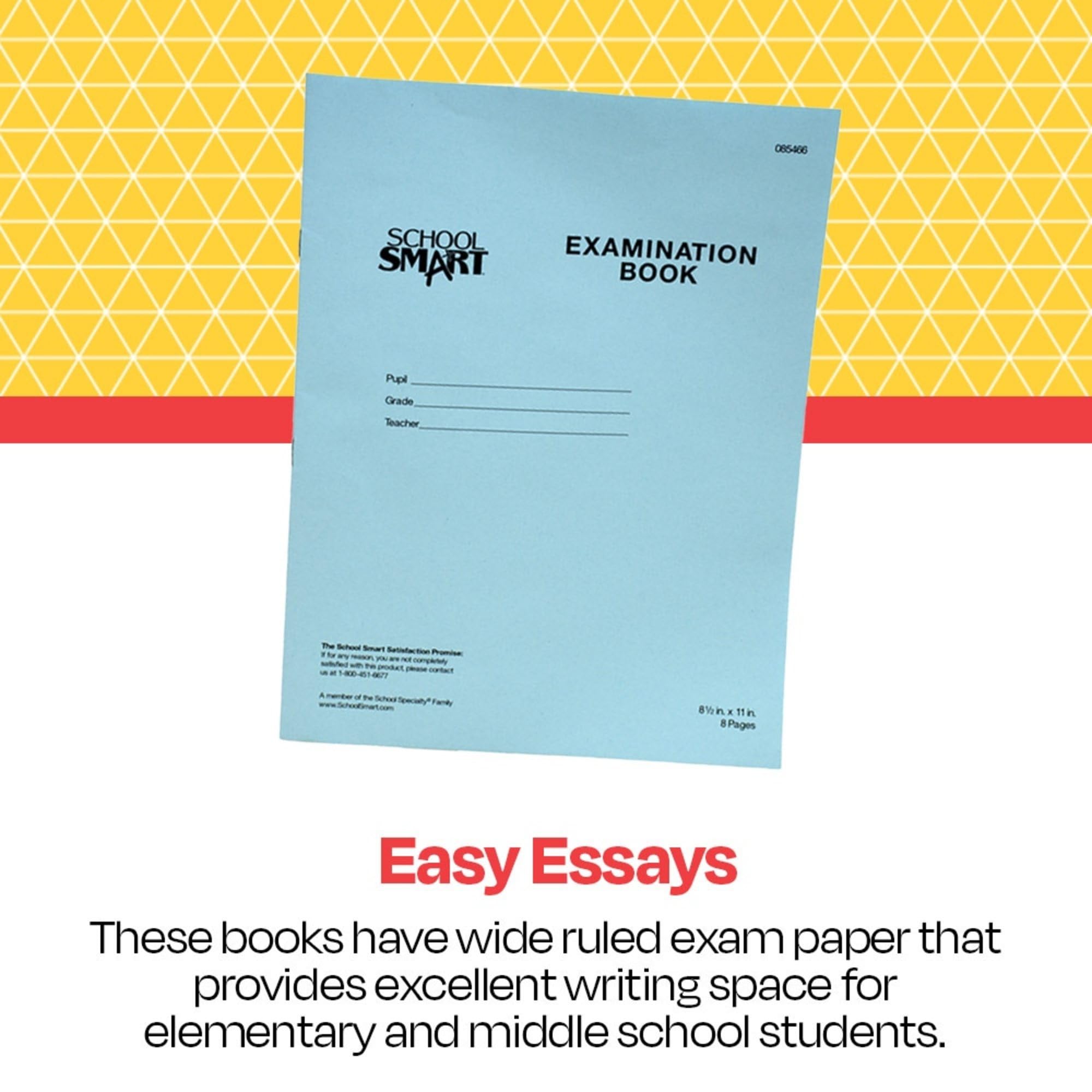 School Smart Lot de 100 cahiers d'examen Bleu 8 pages 21 x 28 cm