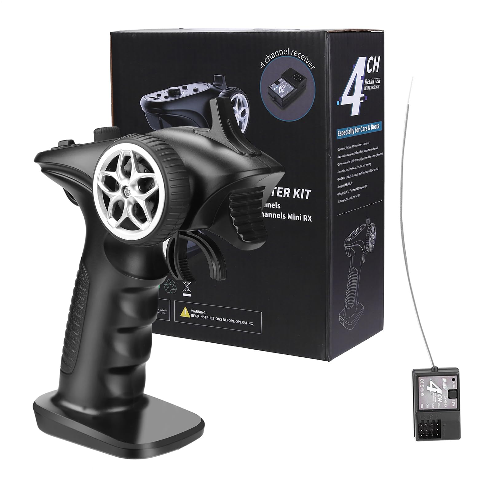 Controllo telecomando universale RC Car - Set di trasmettitori e ricevitori impermeabili a 2,4 GHz | Controller portatile ad alta sensibilità adatto per auto, barche e veicoli di serbatoio RC - Facile