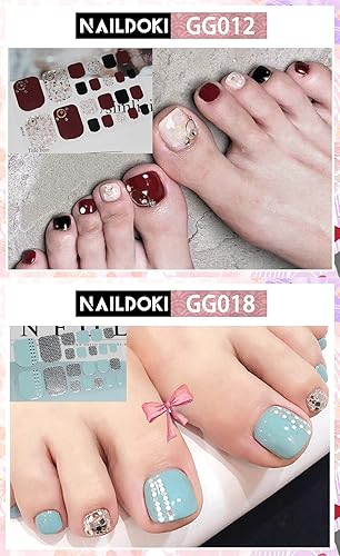 Miniatura 2 de Calcomanías de uñas, 12 hojas x 22 piezas de tiras de esmalte de uñas de gel autoadhesivas para mujeres y niñas