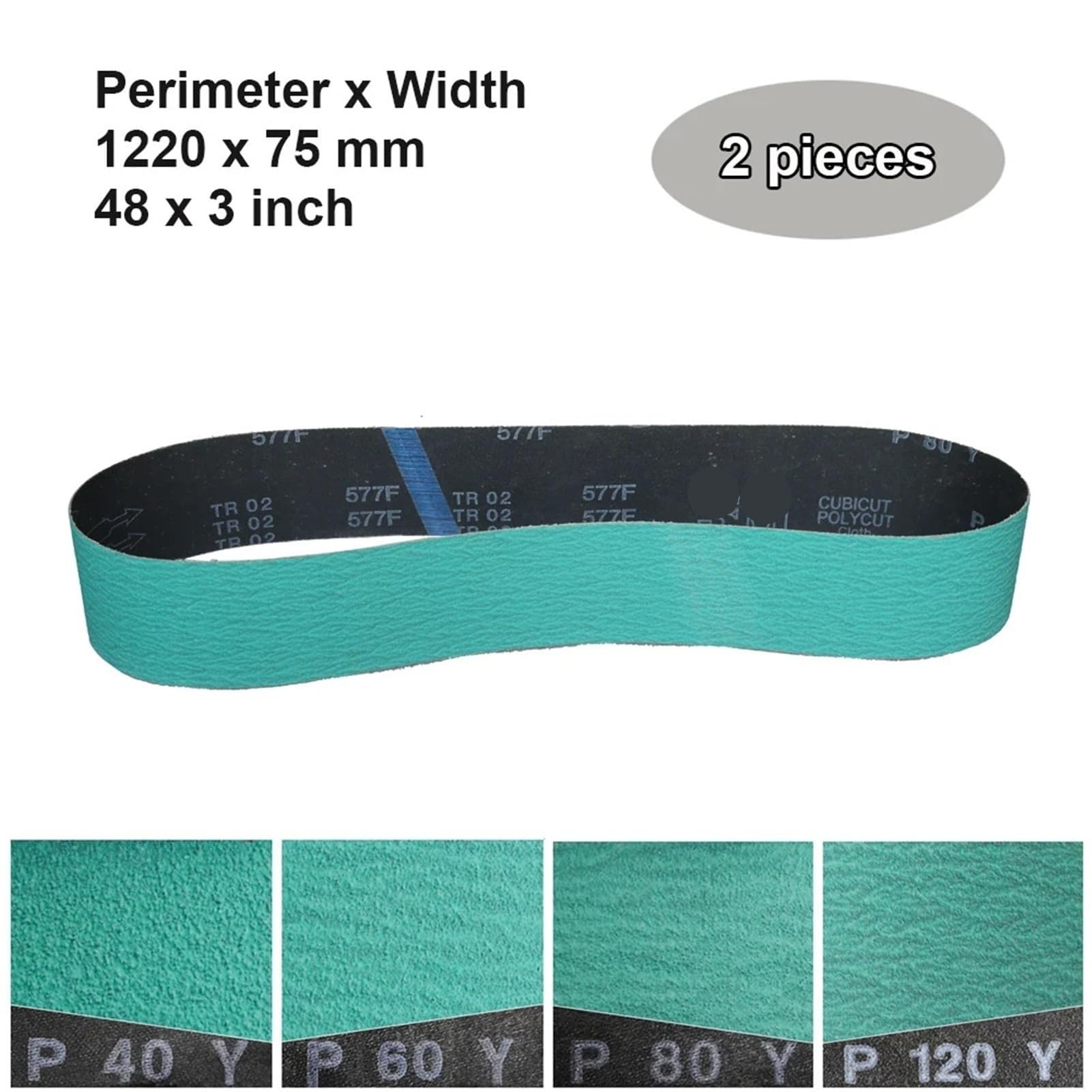 1 szt. taśm ściernych 1220 mm x 50 mm – 48-calowy pas ścierny AO z cyrkonii do drewna, metalu i innych materiałów(1220x75mmxP60)