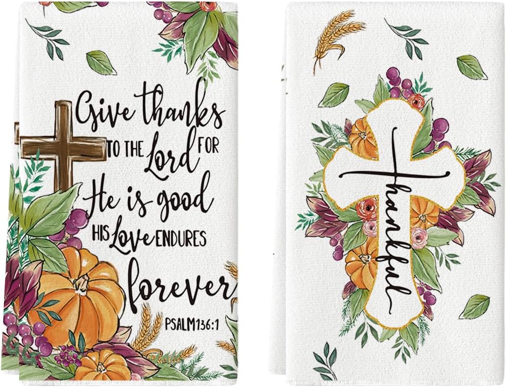 Artoid Mode Cross Thanksgiving Kitchen Towels Dish Towels