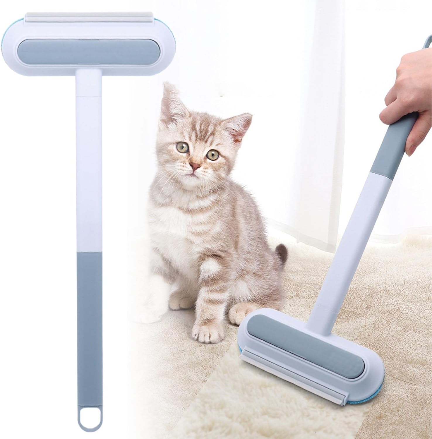 Pet Hair Remover for Couch 3 in 1 Carpet Rake Brush for Pet Hair Removal, Cat Dog Hair Broom Lint Remover Scraper for Carpet Rugs Bed Couch Curtains (3)