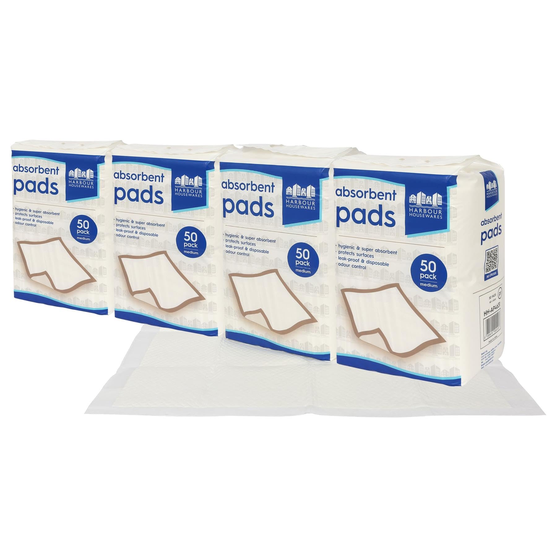 Harbour Housewares Disposable Incontinence Bed Pads - 45cm x 60cm - 200x Medium Waterproof High Absorbency Underpads Mattress Protector Overnight Bed Wetting Sheets Incontinence Pads