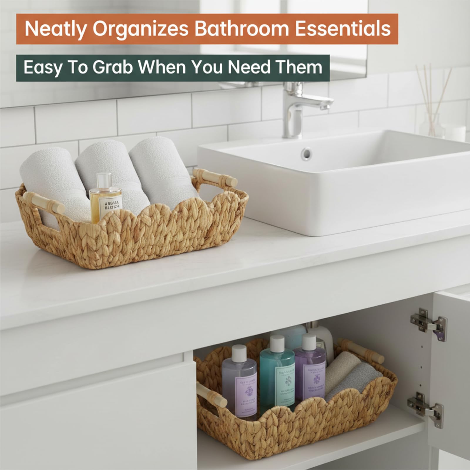 Cute Wicker Baskets - Natural Water Hyacinth -5