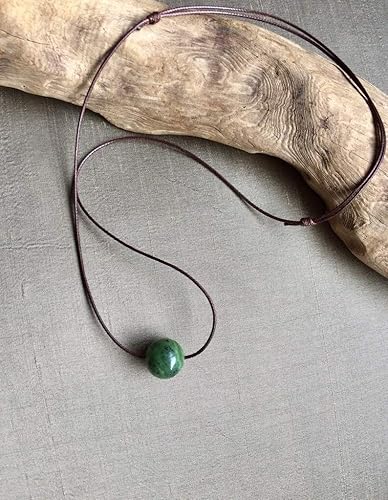 Miniatura 2 de Authentic Natural Canadian Jade, Nephrite Jade Bead, Green Jade Choker Necklace, Lucky Jade Necklace, Gemstone Choker