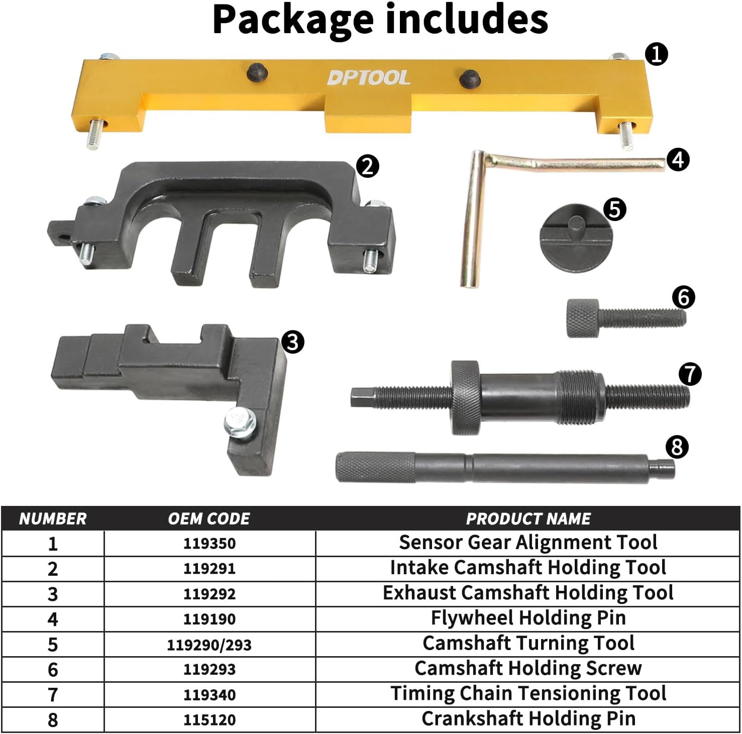 DPTOOL Camshaft Timing Tool Kit Compatible with BMW 318I 320I 316I E87 E46 E60 E90 E85 N42 N46 N46T Engines