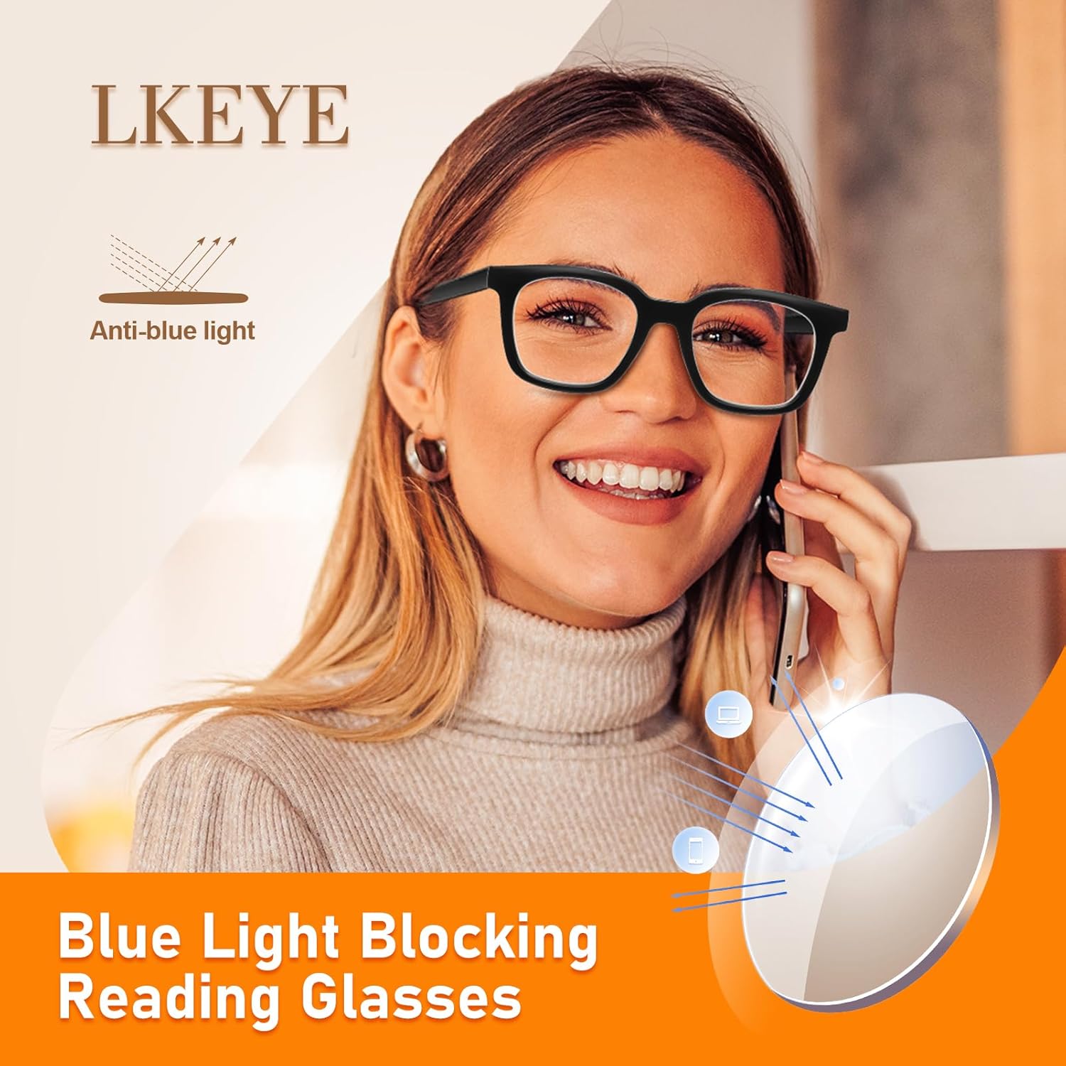 Reading Glasses For Women Blue Light Blocking Square Computer Reader Stylish Unbreakable Large Eyewear LK6078 - Image 6