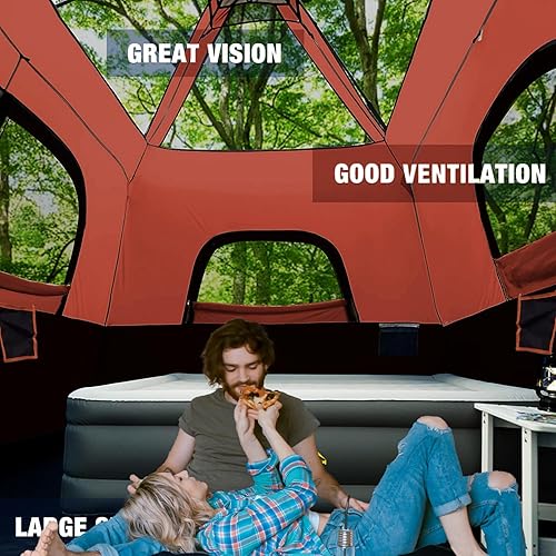 Miniatura 3 de Tienda de campaña para 34 personas con 1 puerta, 4 ventanas y ventilación mejorada, instalación instantánea, impermeable, 8 x 8 x 67 pulgadas, tela