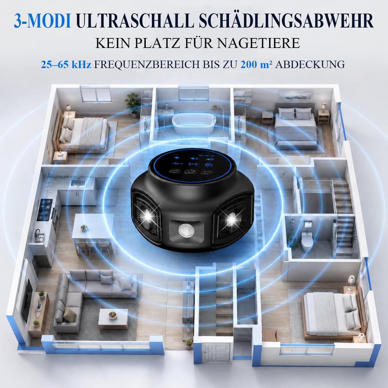 osmo-s repelmax mäuseabwehr, TriWave Defense Ultraschallgerät 300 m²