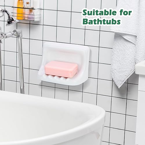 Miniatura 5 de Jabonera de cerámica vintage blanca para pared de ducha, soporte de jabón de cerámica retro, bandeja de jabón de porcelana para el hogar, bañera,