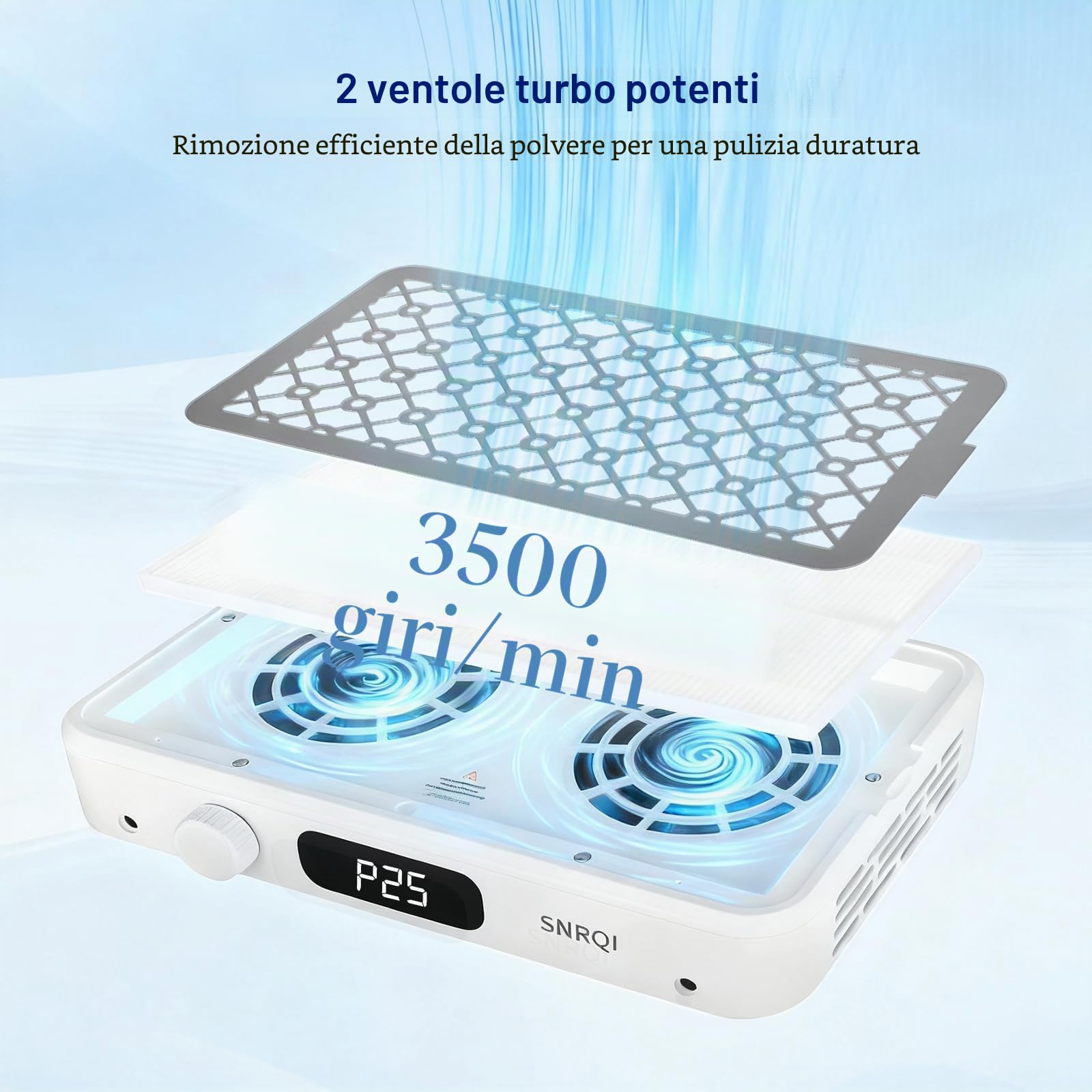 Aspirapolvere per Unghie Professionale 120W, Aspiratore per Unghie da 7000RPM con Carta da Filtro, Doppia Potenza di aspirazione, Regolabile, Potente Aspiratore Unghie per Salone e casa