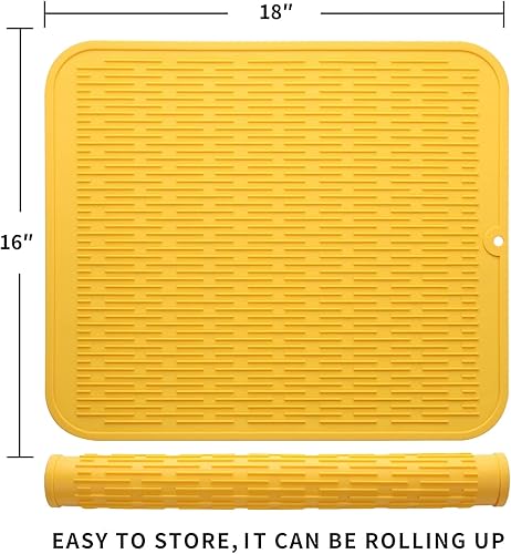 Miniatura 348 de Tapete de silicona para secado de platos para múltiples usos, fácil de limpiar, ecológico, resistente al calor, tapete de silicona para encimera