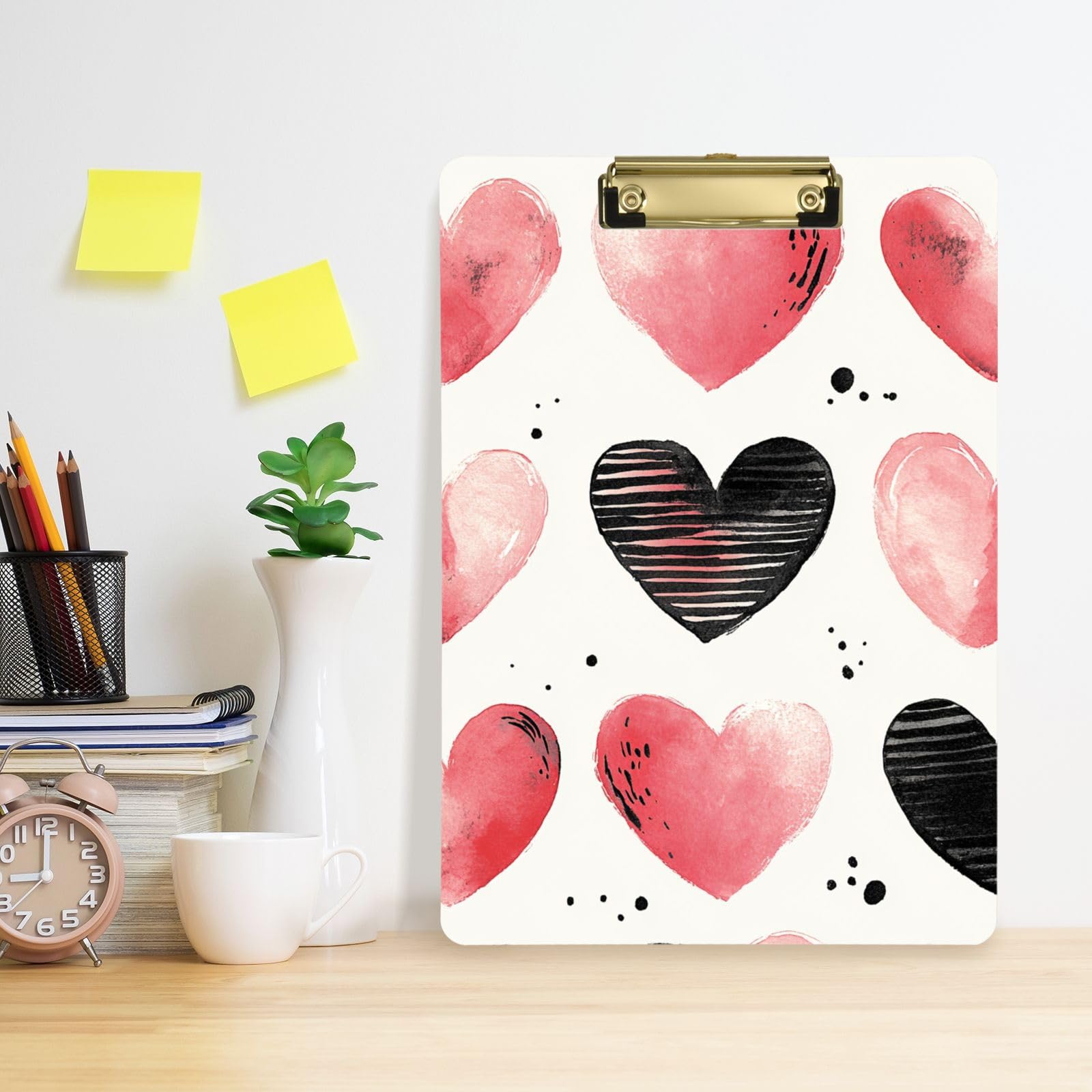 Preppy Pink Strawberry Clipboard Folio With Storage For Office