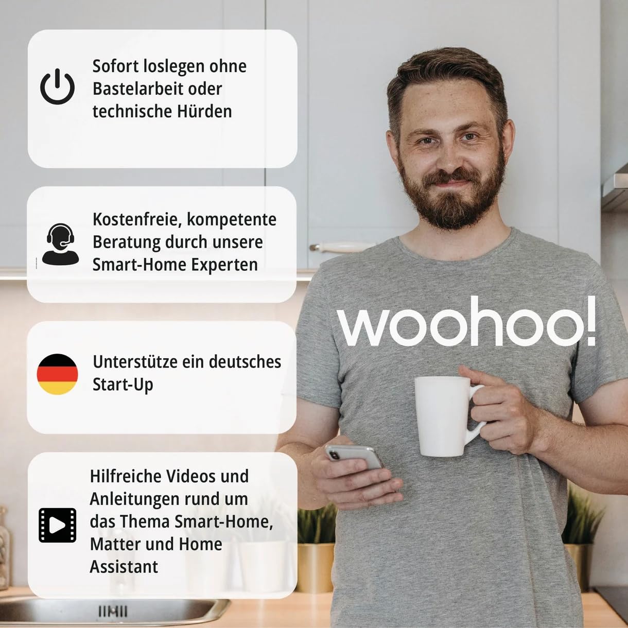 Home Assistant Green Plug & Play Set vorkonfiguriert mit USB Antenne Thread Matter 4 GB RAM 32 GB Speicher Gigabit LAN 2× USB Zigbee