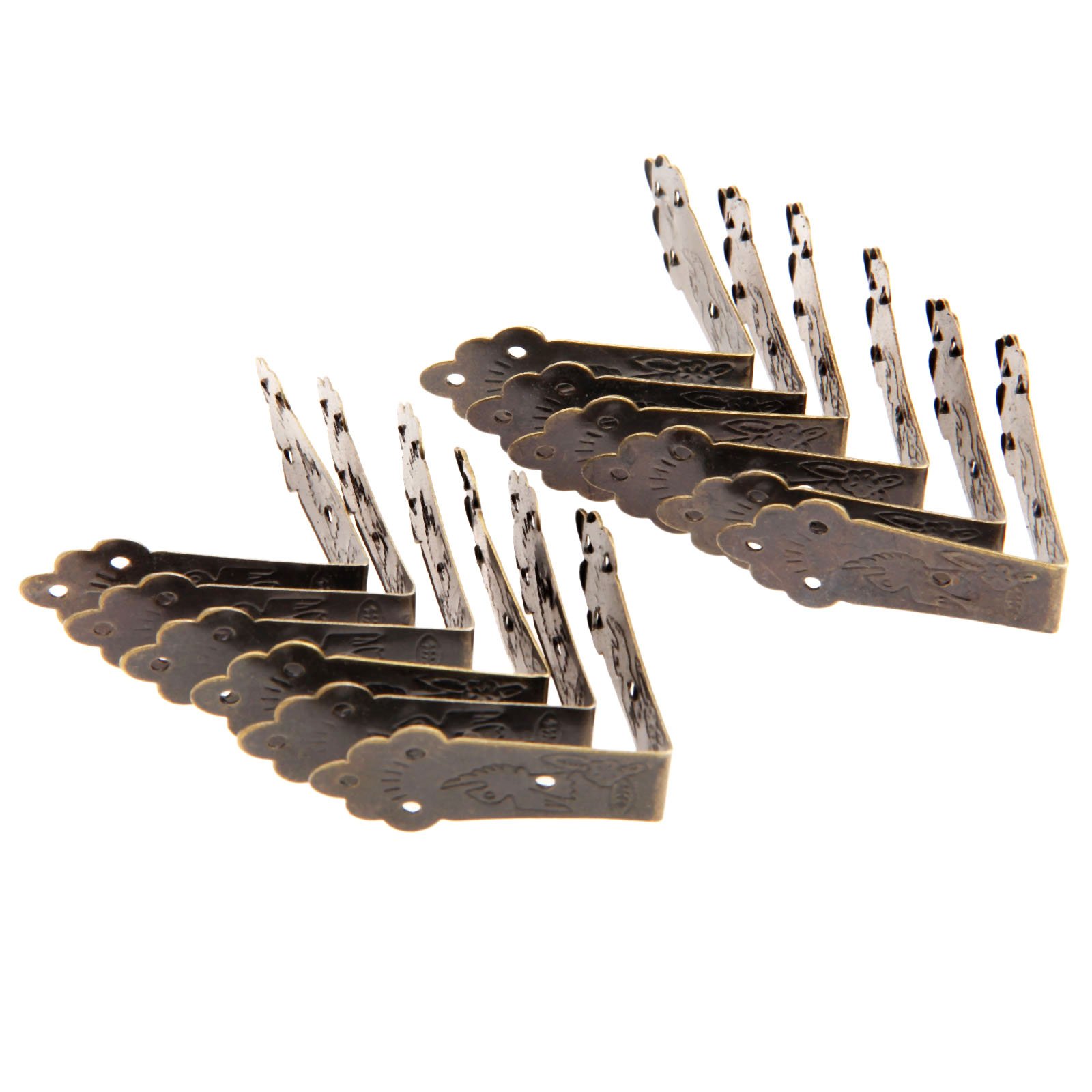 Dophee 12Pcs Box Corner Protectors Guard 85X19.5mm Antique Embossing Decorative Chest Case Edge Cover Jewelry Box Corner Bracket