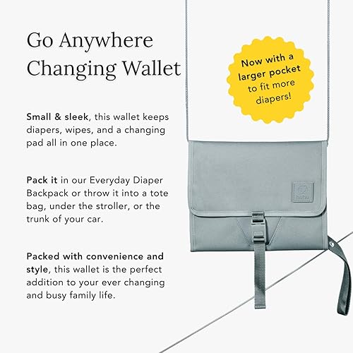 Miniatura 4 de Huhu Cambiador de pañales para bebé, compacto, portátil, cambiador de pañales para viajes, fácil de limpiar, tapete cambiador plegable, accesorio