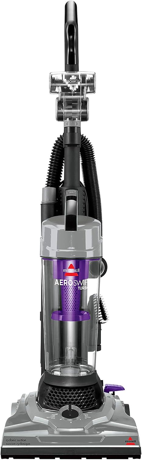 BISSELL AeroSwift Turbo Upright Vacuum Cleaner, 1808B | Cyclonic Dirt Separation, Lifetime Filter, TurboBrush Tool, Extension Wand, Bottom-Empty Tank