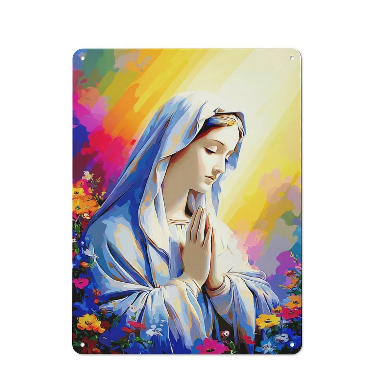 Junmoney Prayerful Serenity In Colorful Garden Vintage Tin Sign 40X30cm, Country Style Bistro Wall Plaque For Bakery, Diner, Cafe Or Family Room