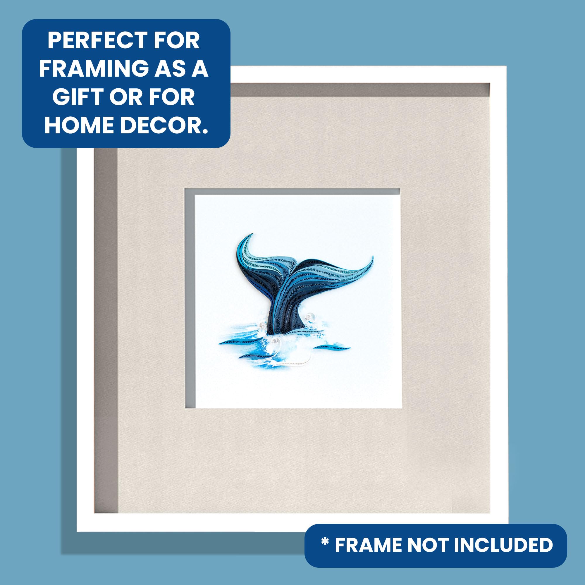 Quilling Whale Tail Ocean Splash Hand-Finished Art Greeting Card Frameable Art, Suitable for Framing in a Card Frame - Image 2