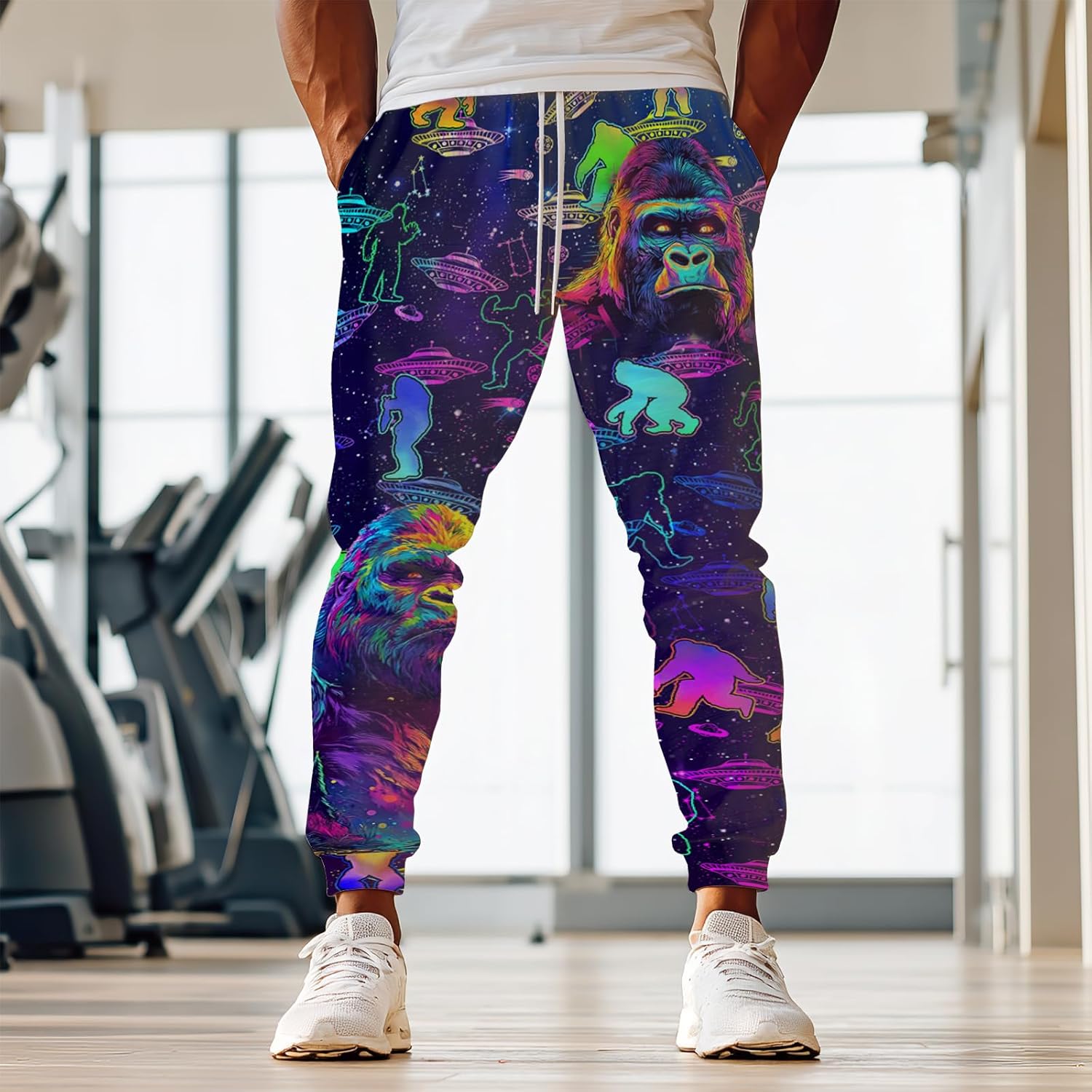 Men's Jogger Pants Funny Sweatpants Warm Cozy Workout Track Pants with Pockets Drawstring - Image 3