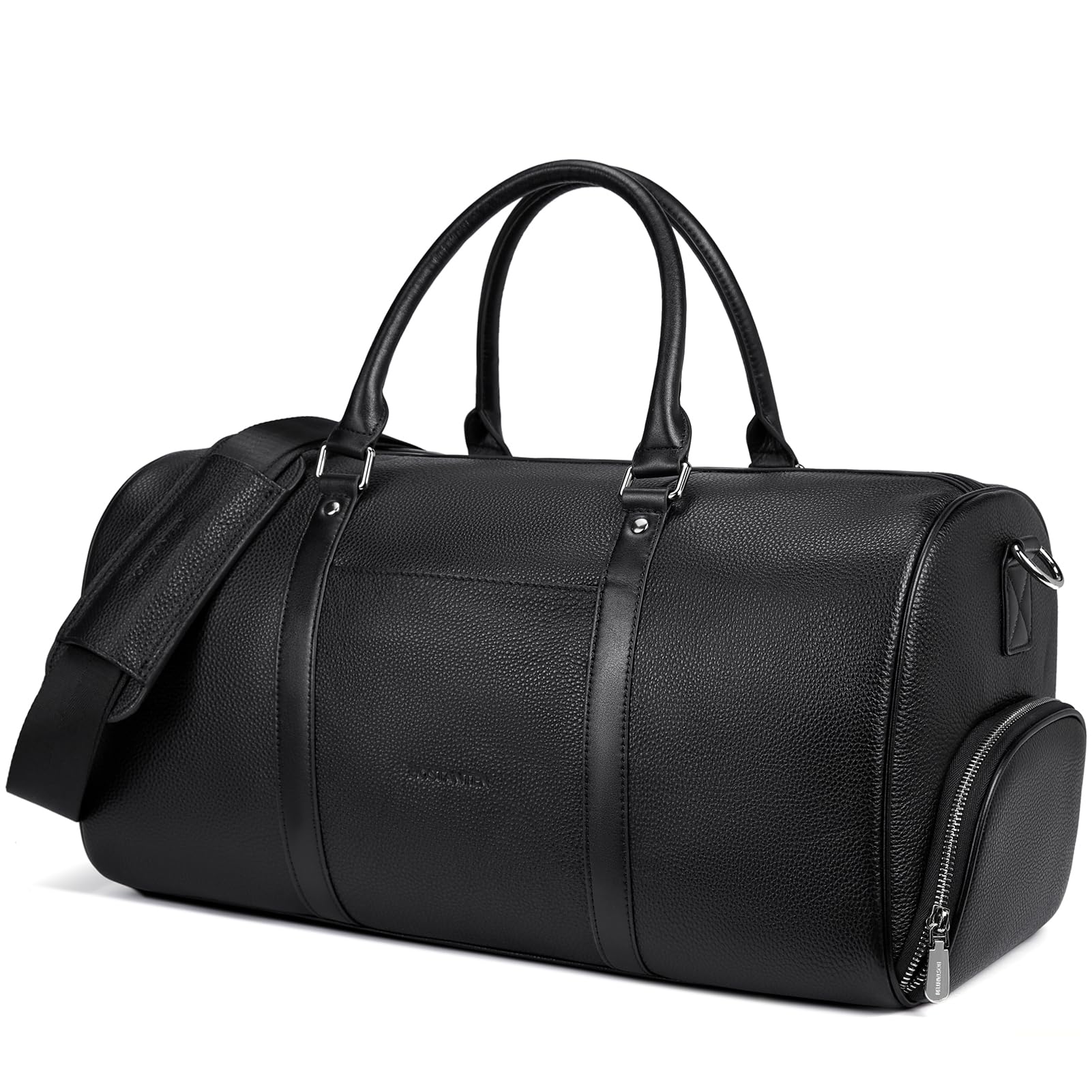 BOSTANTEN Genuine Leather Travel Weekender Overnight Duffel Bag Gym Sports Luggage Tote Duffle Bags for Men Medium: 18.5"X9.25"X10.50"