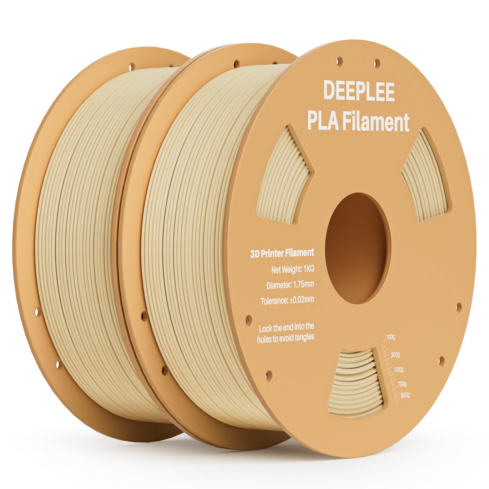 PLA 1.75mm 3D Printer Filament, 2 Pack 1kg Beige | Dimensional Accuracy +/- 0.02mm, Neatly Wound, No Clogging, Vacuum Package, Fits for Most FDM 3D Printers, Cardboard Spool