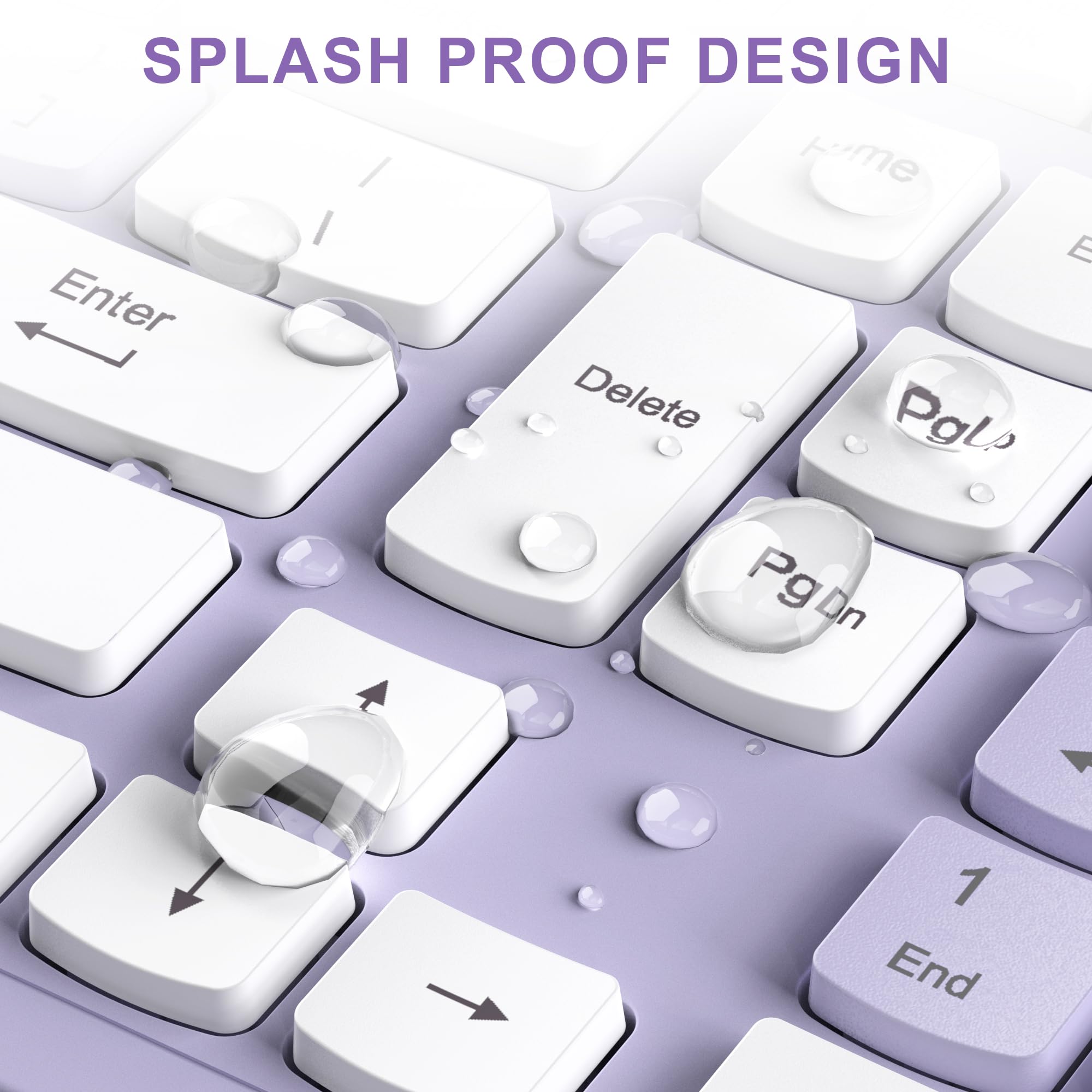 Wireless Keyboard and Mouse Combo, Full-Sized Wireless Keyboard and Adjustable DPI Mouse, 2.4GHz USB Receiver, Silent Keyboard and Mouse for PC, Windows, MAC, Desktop, Laptop(Purple)