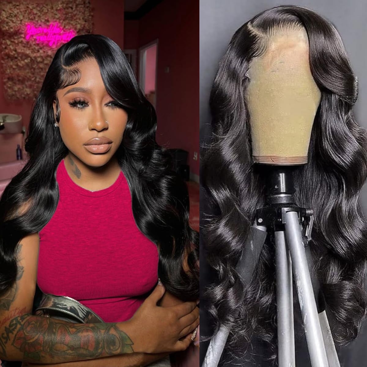 30 Inch 13X6 Body Wave Lace Frontal Wig Human Hair HD Lace Front Wigs for Black Women Gluesless Frontal Wigs Transparent Lace Human Hair Body Wave 150 Density Pre Plucked Hairline
