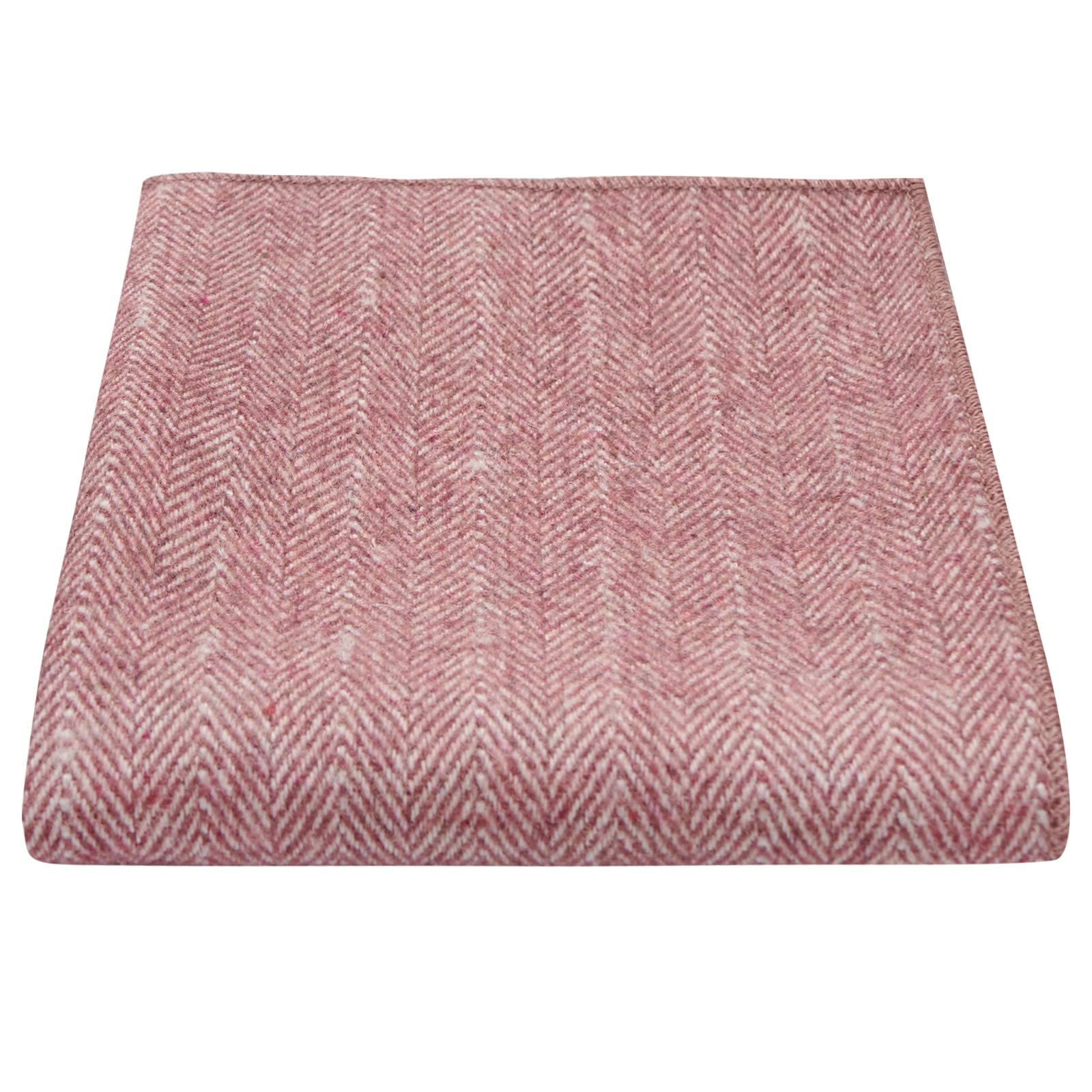 King & Priory Indian Red Herringbone Pocket Square, Handkerchief