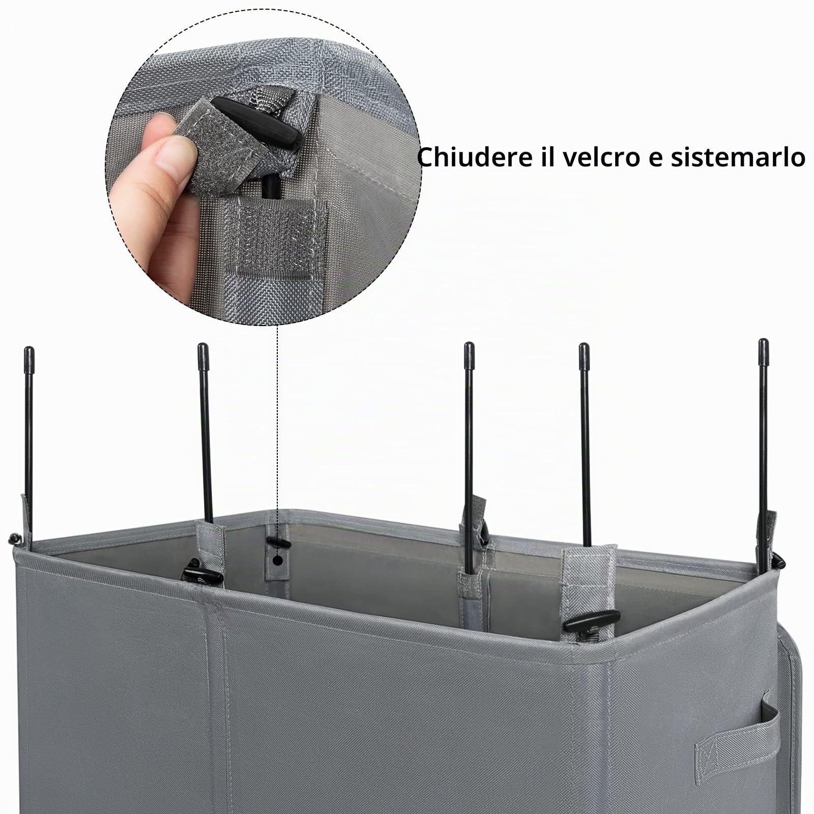 Chrislley Cesto portabiancheria doppio con coperchio e sacchetti per biancheria rimovibili, 154 L, pieghevole, con 2 divisori e manici, per camera da letto, lavanderia, armadio (grigio)