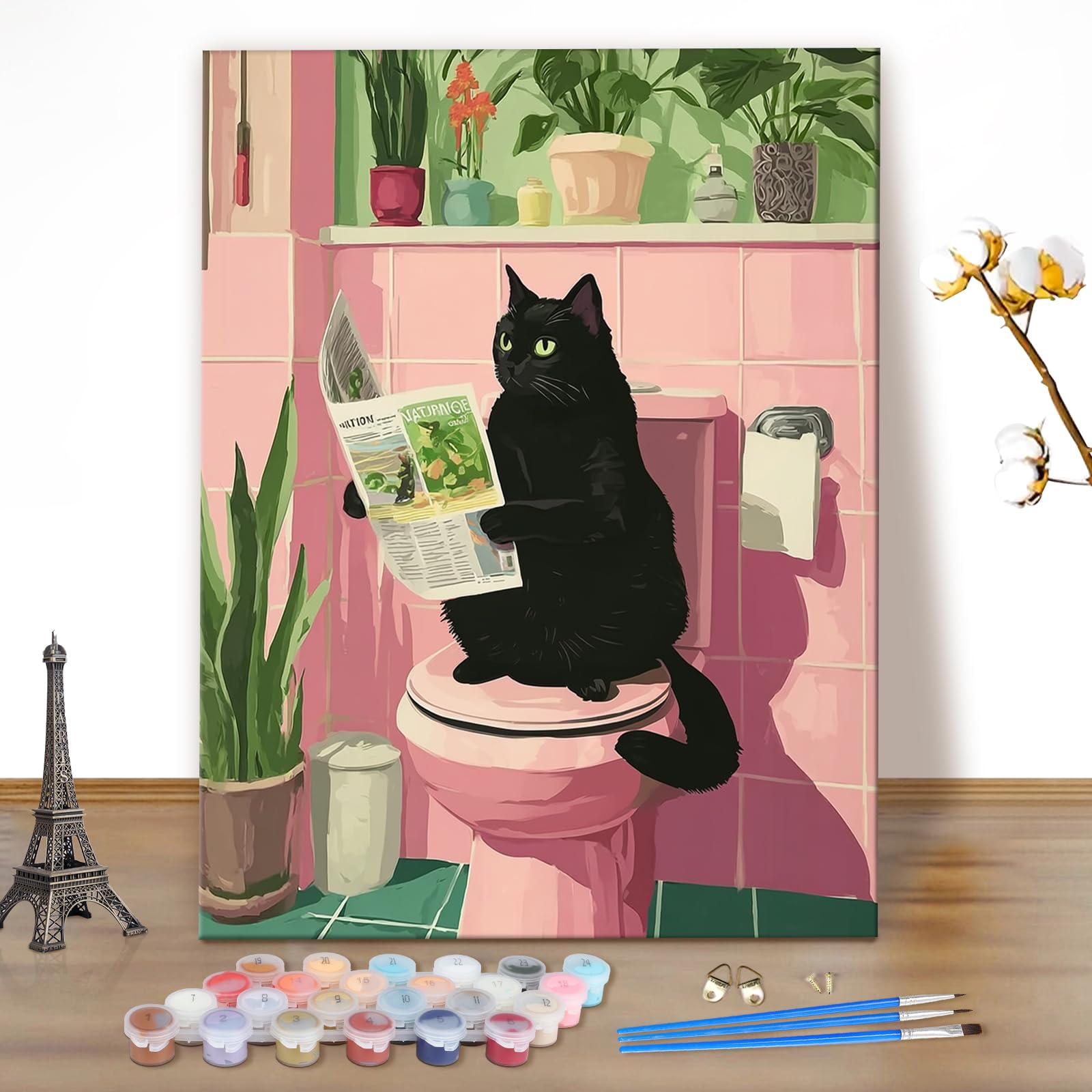 MEIYUDA DIY Paint by Numbers for Adults Funny Cat, Animals Arts and Crafts Kit for Adults Beginner, Paint by Numbers Drawing Paintwork Home Wall Decor 40x50cm(Without Frame)