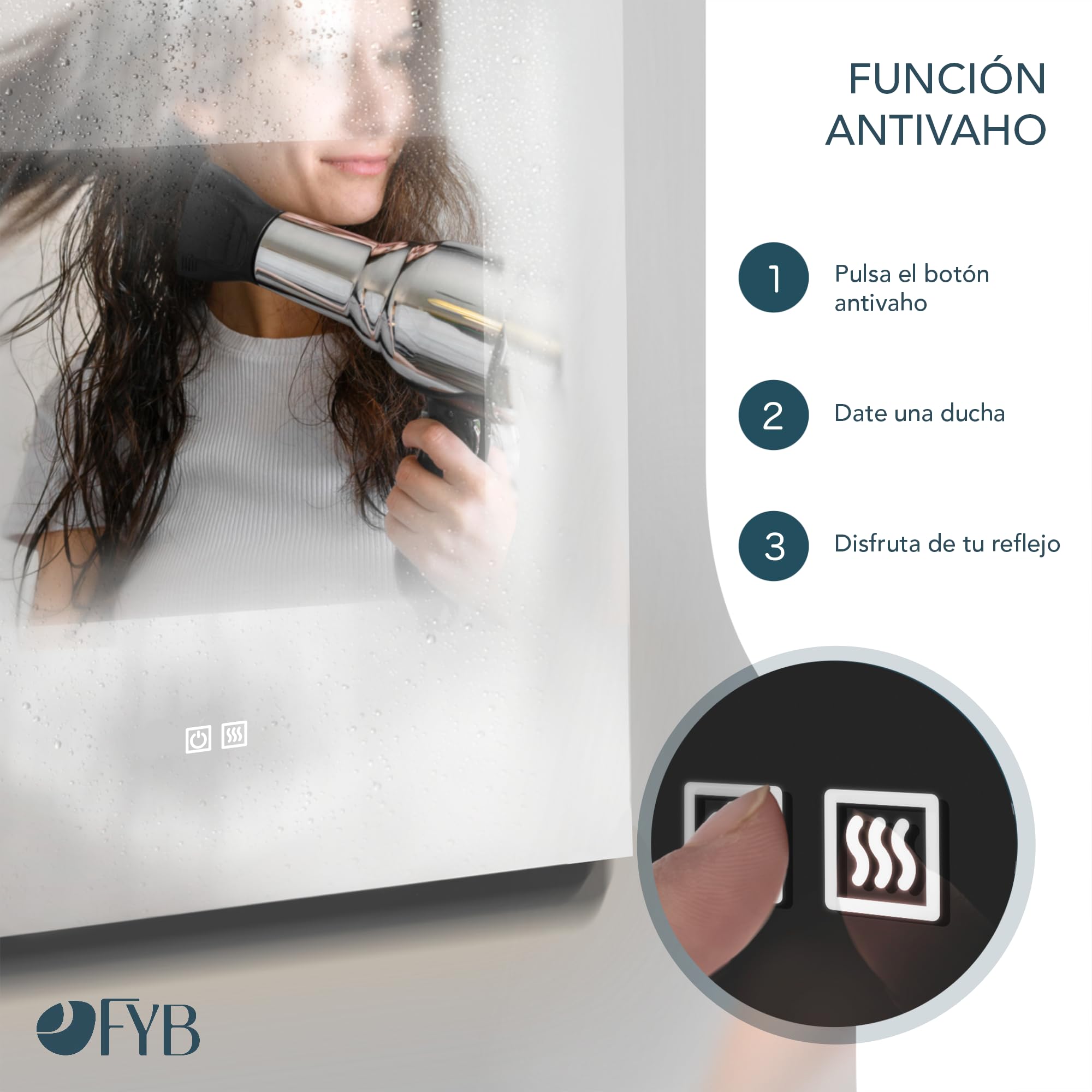 Espejo Bluetooth de Baño Rectangular 120 x 70 cm con Luz LED Regulable, Antivaho, Interruptor Táctil, Altavoces Integrados, Apagado Automático y Fácil Instalación