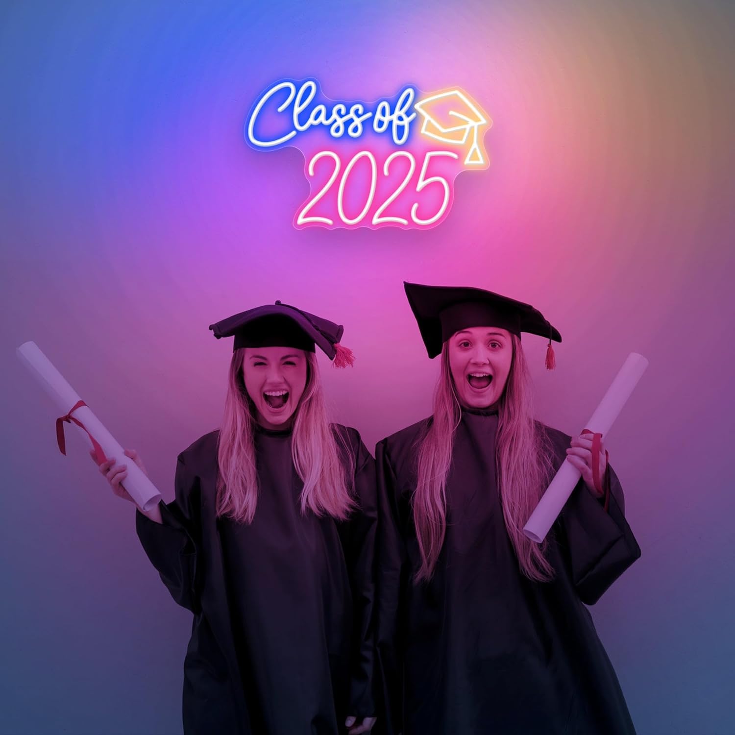 Class Of 2025 Sign LED Light Congrats Grad Led Sign Neon Sign Class of 2025 neon sign Neon Light Sign Graduation Sign Congratulations Light Up Sign For Backdrop for tables (Mix color 3-16.5x10.6")