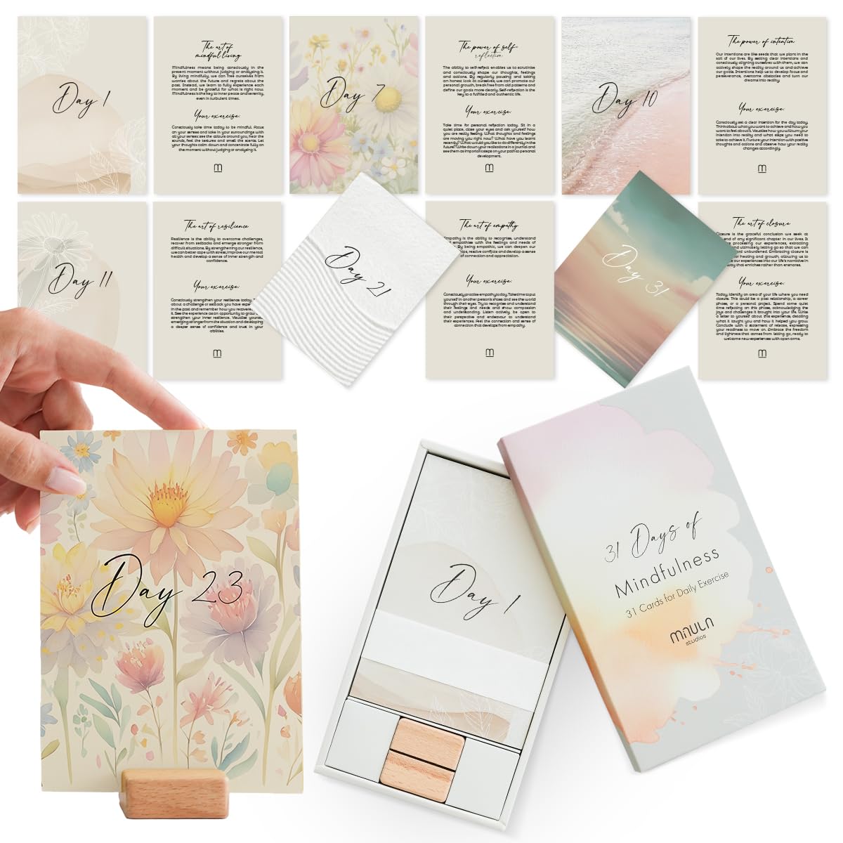 31 Positive Affirmation Cards with Wooden Stand – Motivational & Mindfulness Cards – Self Love, Mindset & Manifestation – Inspirational Card Set for Women, Daily Positivity & WellnessThe Forest Stewardship Council