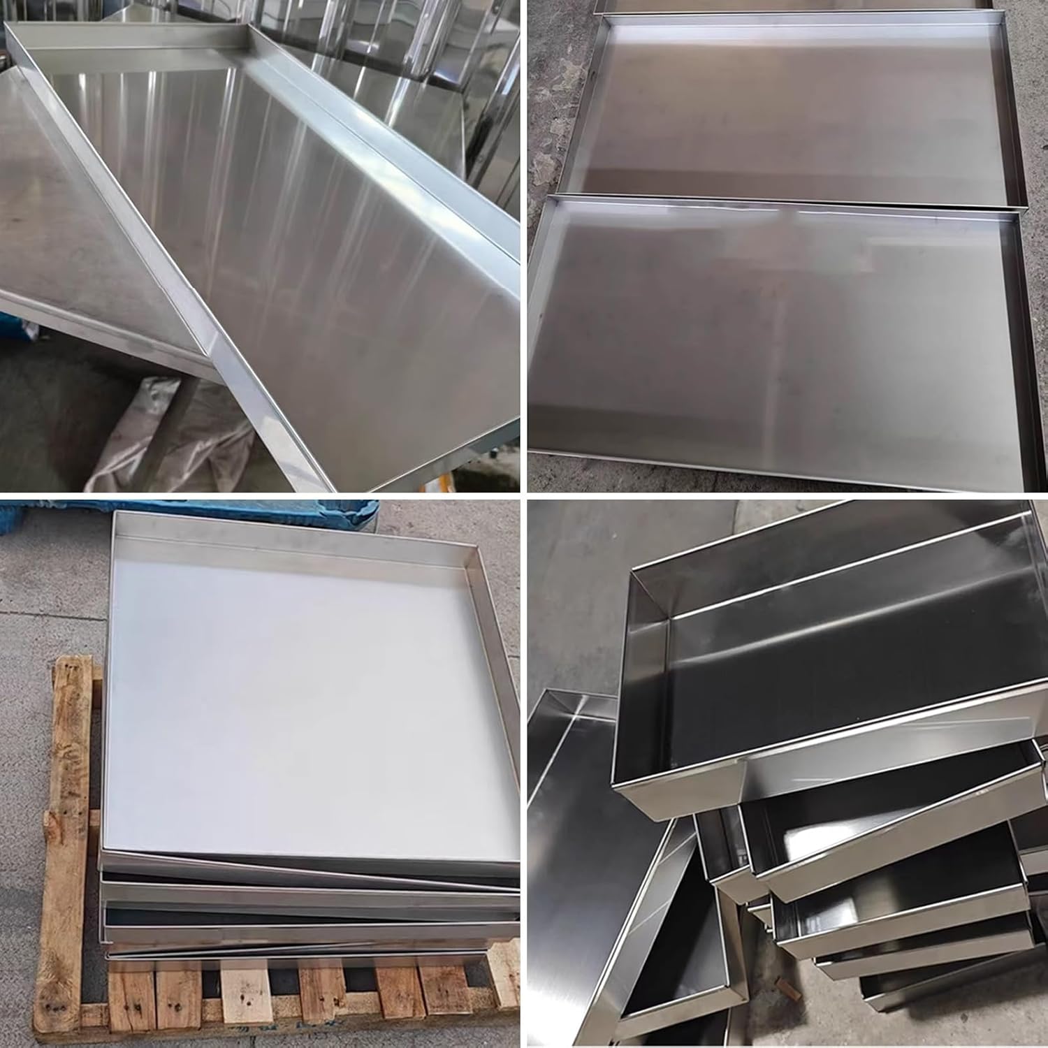 304 Stainless Steel Leak-Proof AC Drain Pan, 0.8mm Thick, Perfect for Window Units, Mini Fridges, Plant Saucers & Pet Water Bowls (120x60cm / 47x24in)