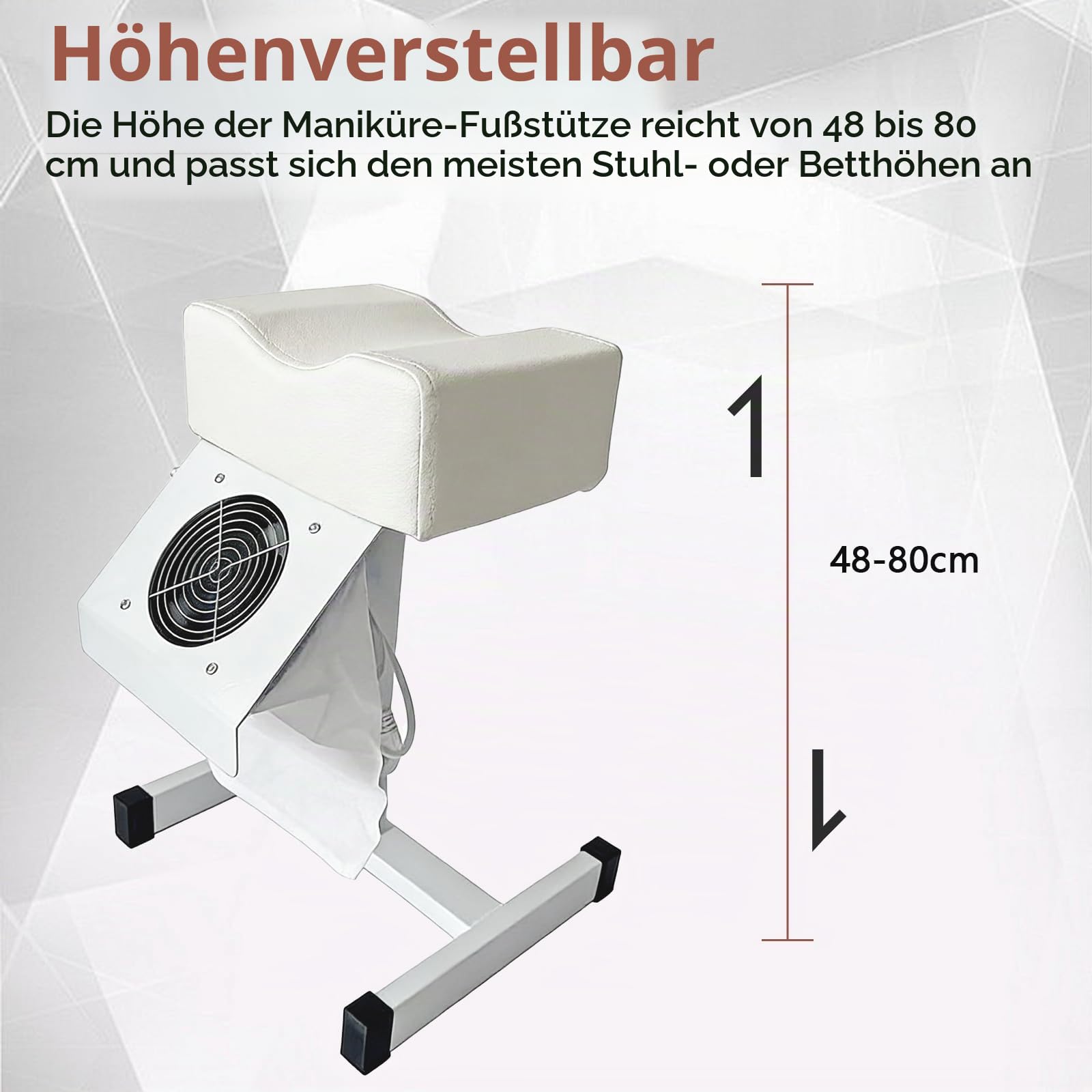 Pediküre Hocker mit Absaugung, Mobile Pediküre Stuhl, Höhenverstellbar 48-80cm, Fußpflegestuhl für Schönheitssalon Nagelstudio