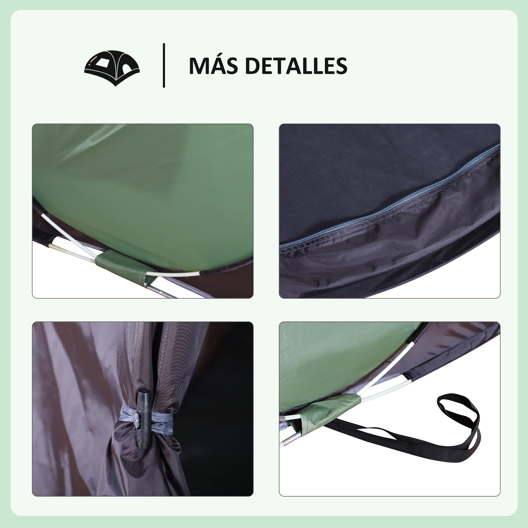 Outsunny Tienda de Campaña Pop-up Impermeable 3000 mm Anti-UV 250x150x100cm para 1-2 Personas Verde