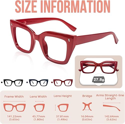 Miniatura 6 de WEMOOTANTS Gafas de lectura de ojo de gato para mujer, con borde completo, con bisagras de resorte, 1.0, 1.25, 1.5, 1.75, 2.0 a 4.0