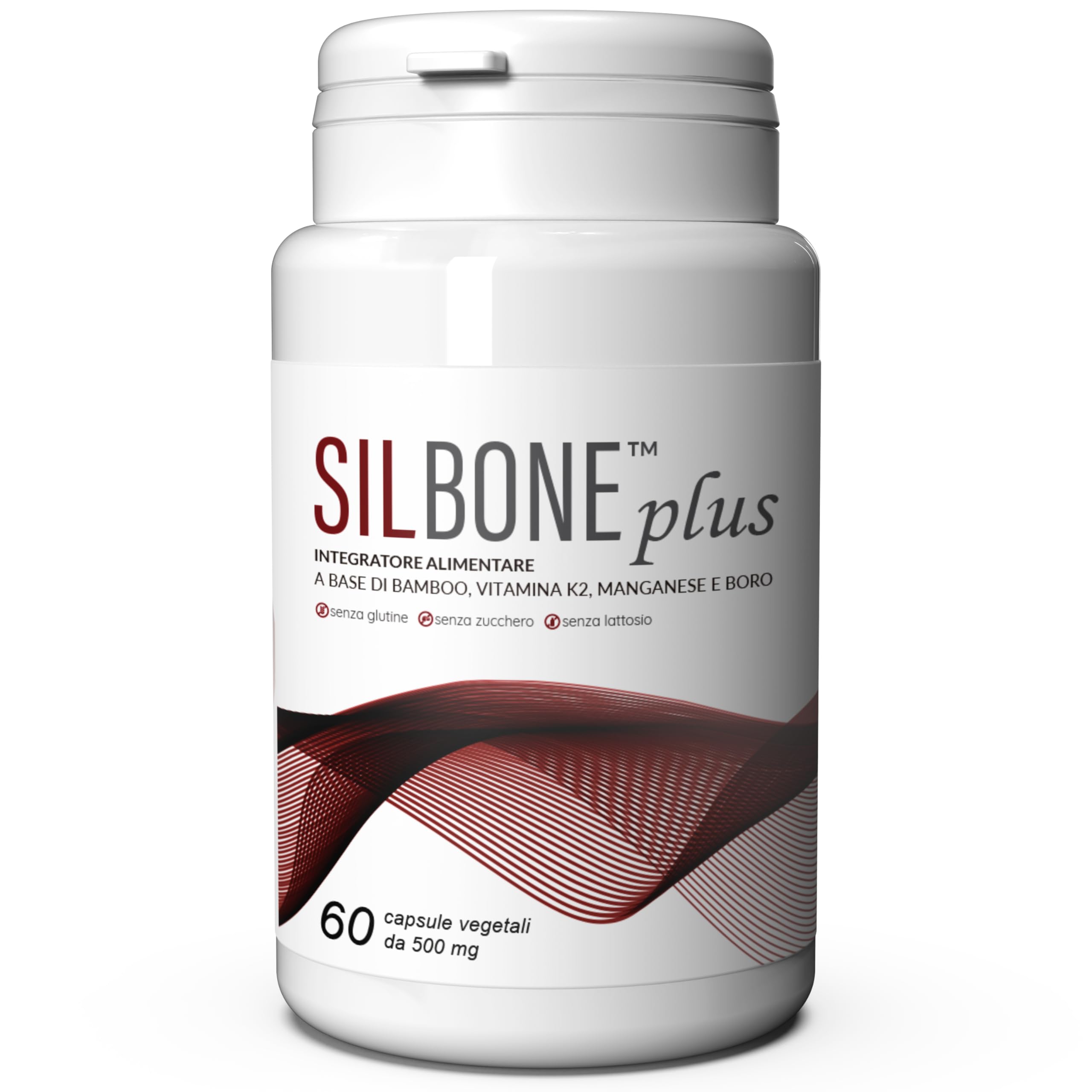 SILBONE PLUS - Integratore Ossa e Articolazioni Premium con Vitamina K2 MK7, Silicio da Bamboo, Boro e Manganese, Coadiuvante per il Tessuto Connettivo - Made in Italy 60Cps - Vela Farmaceutici
