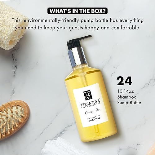 Miniatura 3 de Terra Pure Champú de té verde, 10.14 onzas con miel orgánica y aloe vera (caja de 24)