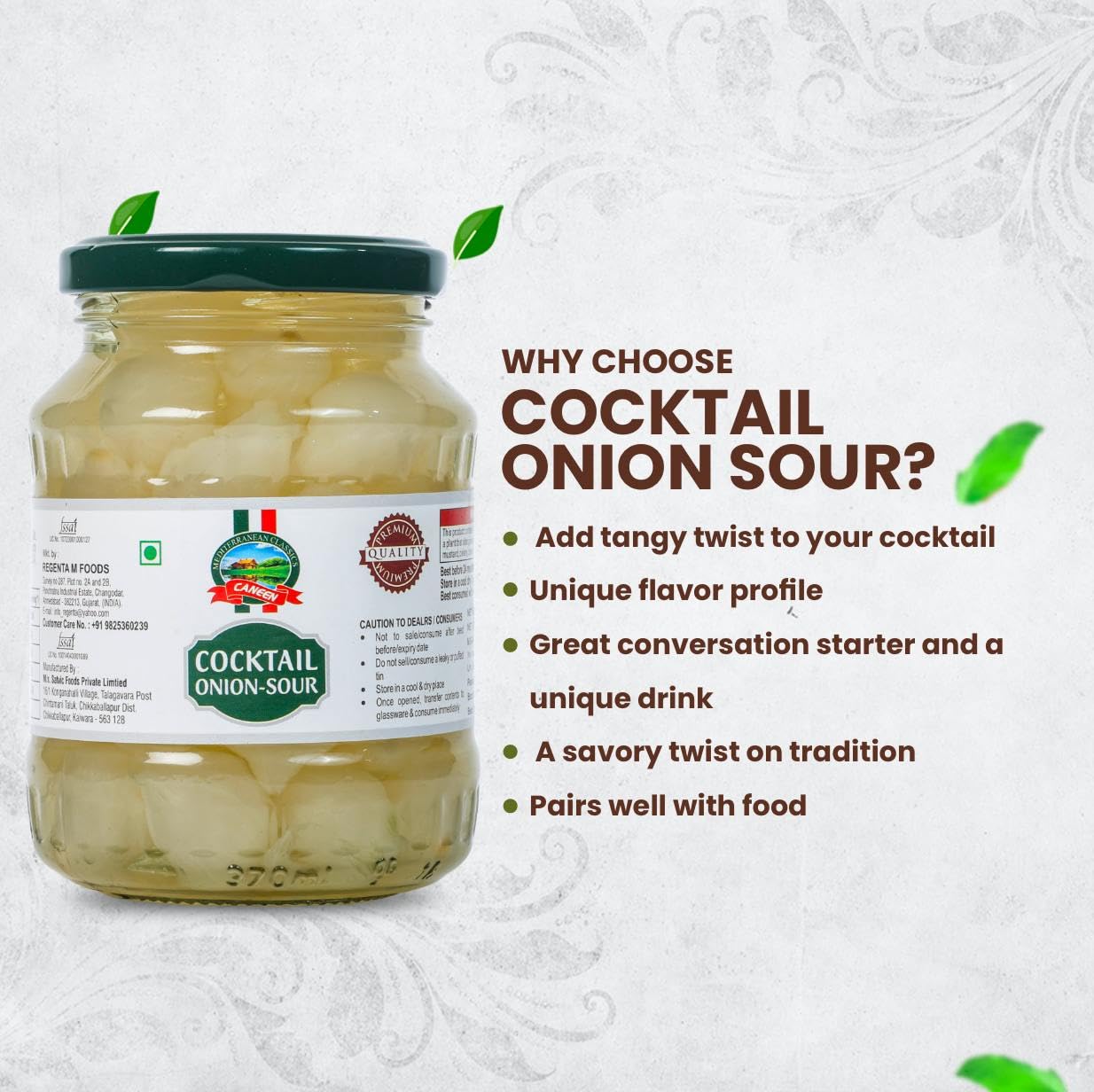 CANEEN Cocktail Onion Sour 400g | Perfect for Martinis, Salads & Appetizers | Pack of 1 - Image 3 thumbnail