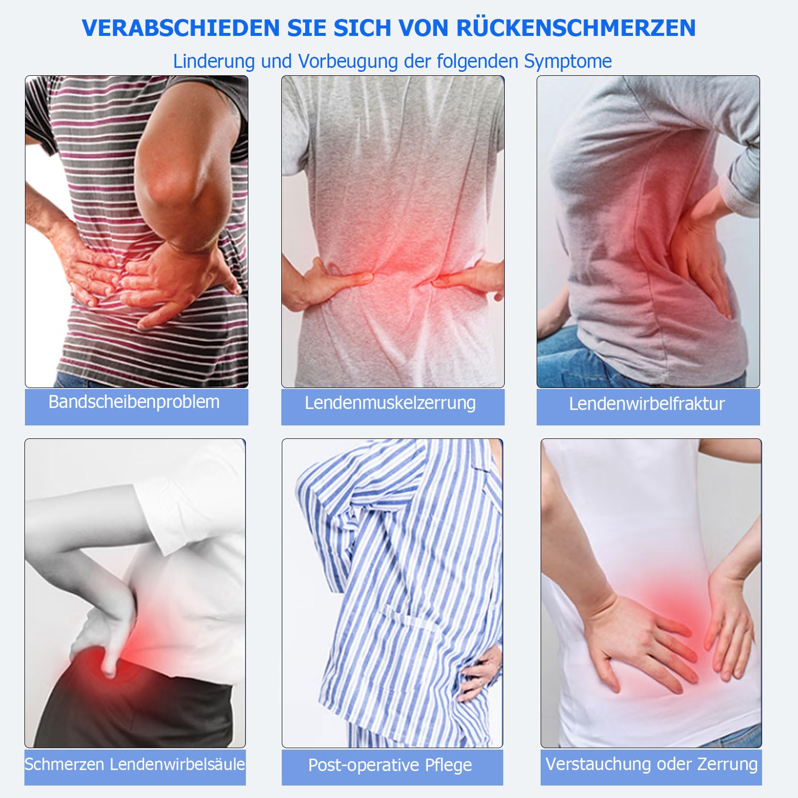 Rückenstützgürtel, Lendenwirbelstütze, Rückengurt rückenschmerzen, Rückenbandage für unteren Rücken mit Verstellbarer Rückengurt und Stützstreben zur Rückenschmerzen Linderung, Grau M