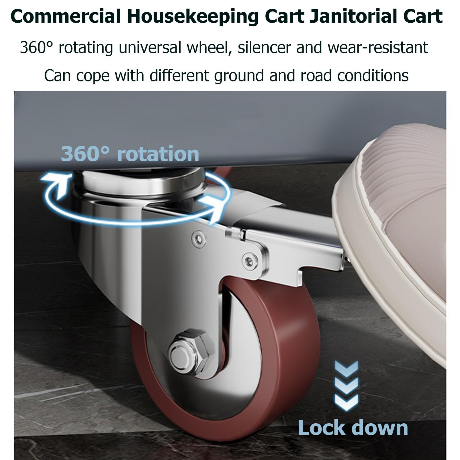 Carrito de limpieza resistente, organizador de limpieza grande para servicio de habitaciones, limpieza y lavado, ideal para escuelas, oficinas y empresas de limpieza