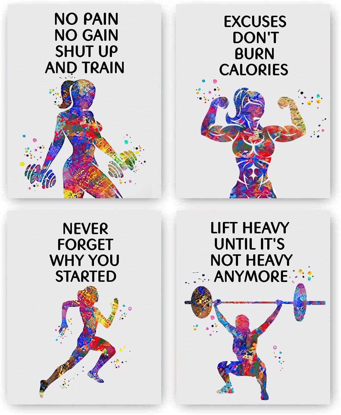 Watercolor Sports Fitness Poster,Sports Fitness Art Print,Inspirational quotes from the gym wall decoration,Training Practice Running Boxing