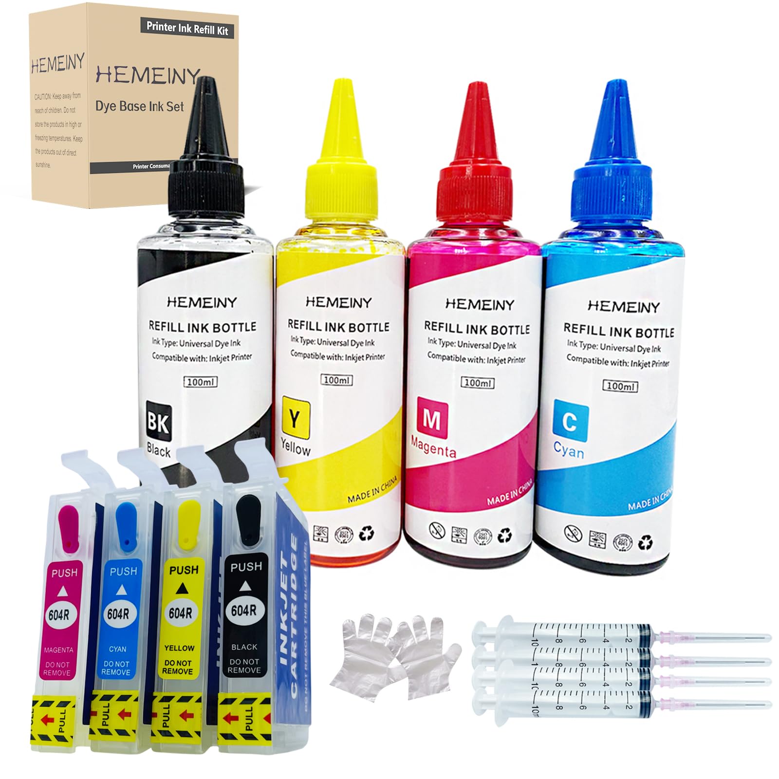 604XL Ink Refill Kit compatibile con Expression Home XP-2200 XP-2205 XP-3200 XP-3205 XP-4200 XP-4205 WF-2910DWF WF-2930DWF WF-2935DWF WF-2950DWF Printer, con chip di ripristino automatico