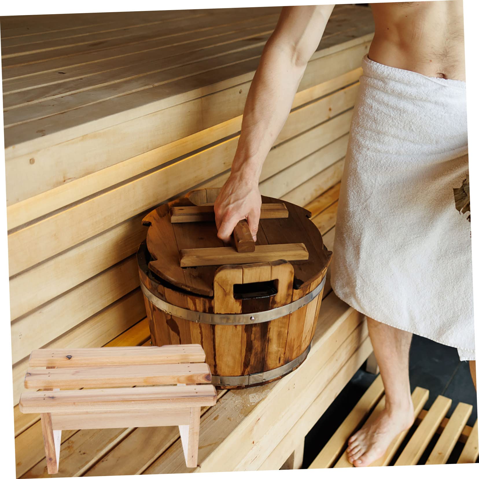 Banc de spa en bois - Repose-pieds - Tabourets de douche en bois pour salle de bain - Chaise de bain en bois pour personnes âgées handicapées - Design