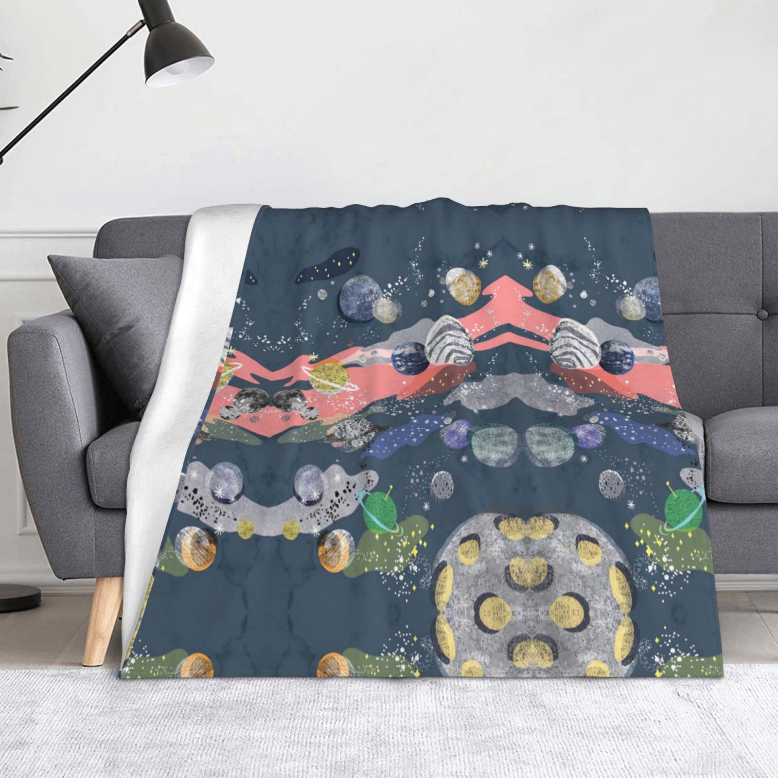 Couverture lit et canape Planet en flanelle douce plaid voyage microfibre respirant