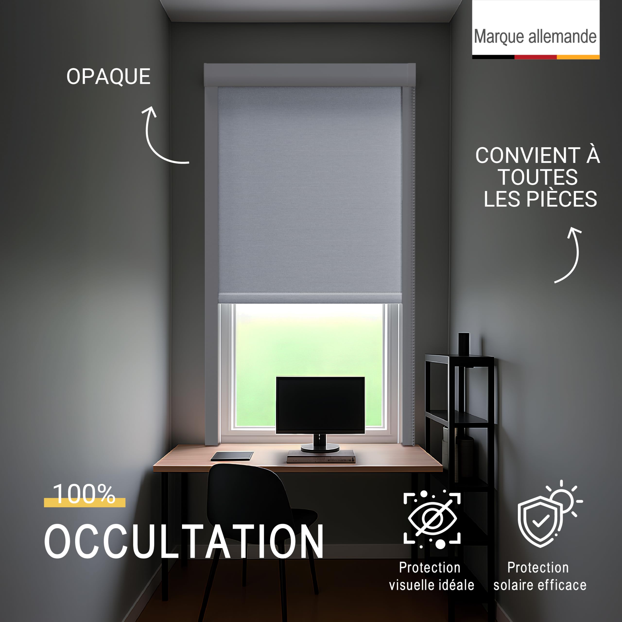 Sol Royal Store Cassette K24 Store occultant Isolant - 70x175cm - Blanc - avec Cadre Complet - Montage sans perçage