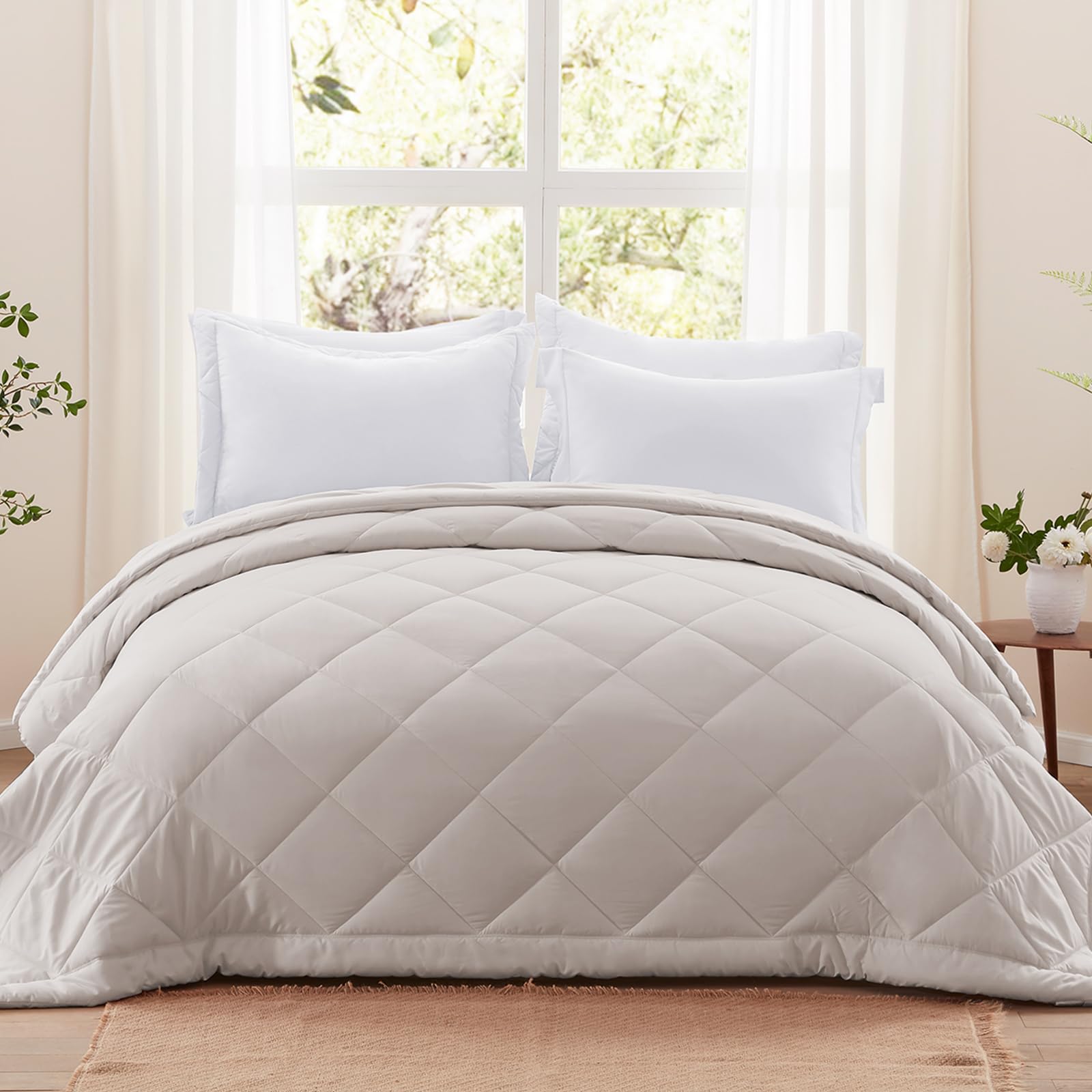GrandLinen 3-delige fijn bedrukt oversized (100 X 95) Quilt Set omkeerbare sprei Coverlet Queen Size Bed Cover (zwart, bruin, taupe, beige rooster